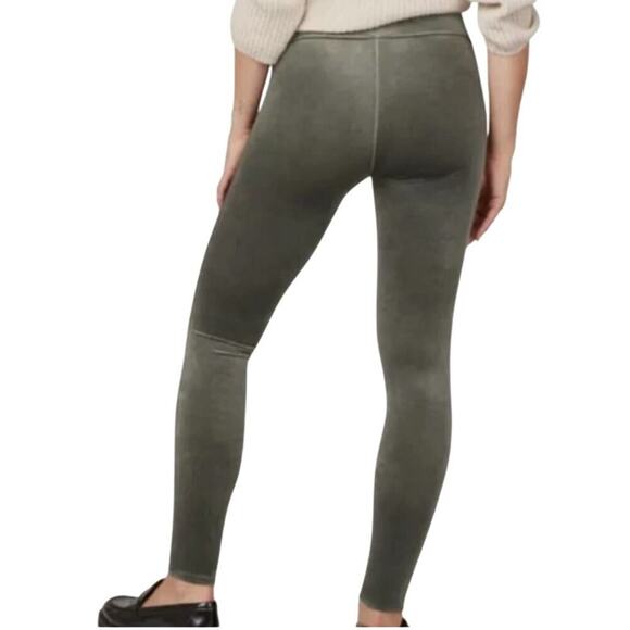 Spanx Women's Velvet Leggings Dark Palm Green Size Small Shaping Tummy Control - Picture 2 of 8